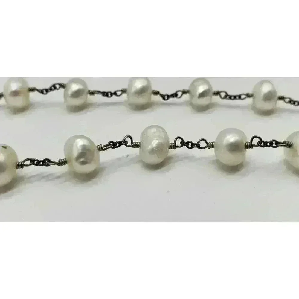 Vintage Necklace Genuine Pearl Natural White Baroque Bride Wedding Freshwater